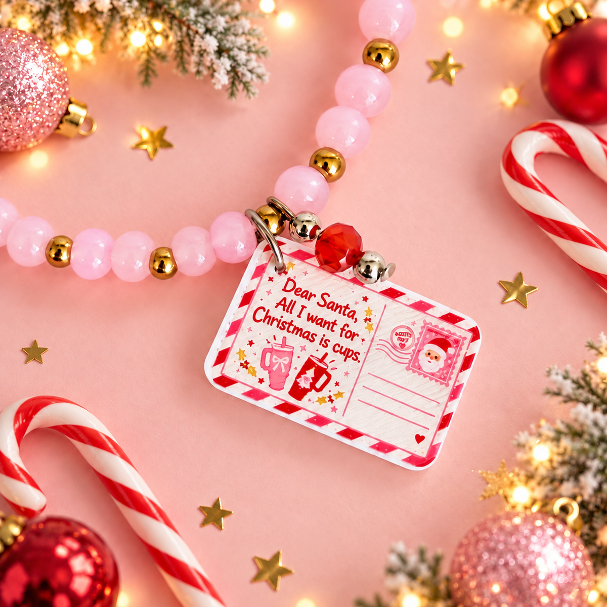 Letter to Santa Tumbler Bracelet, view 2, fits Owala FreeSip