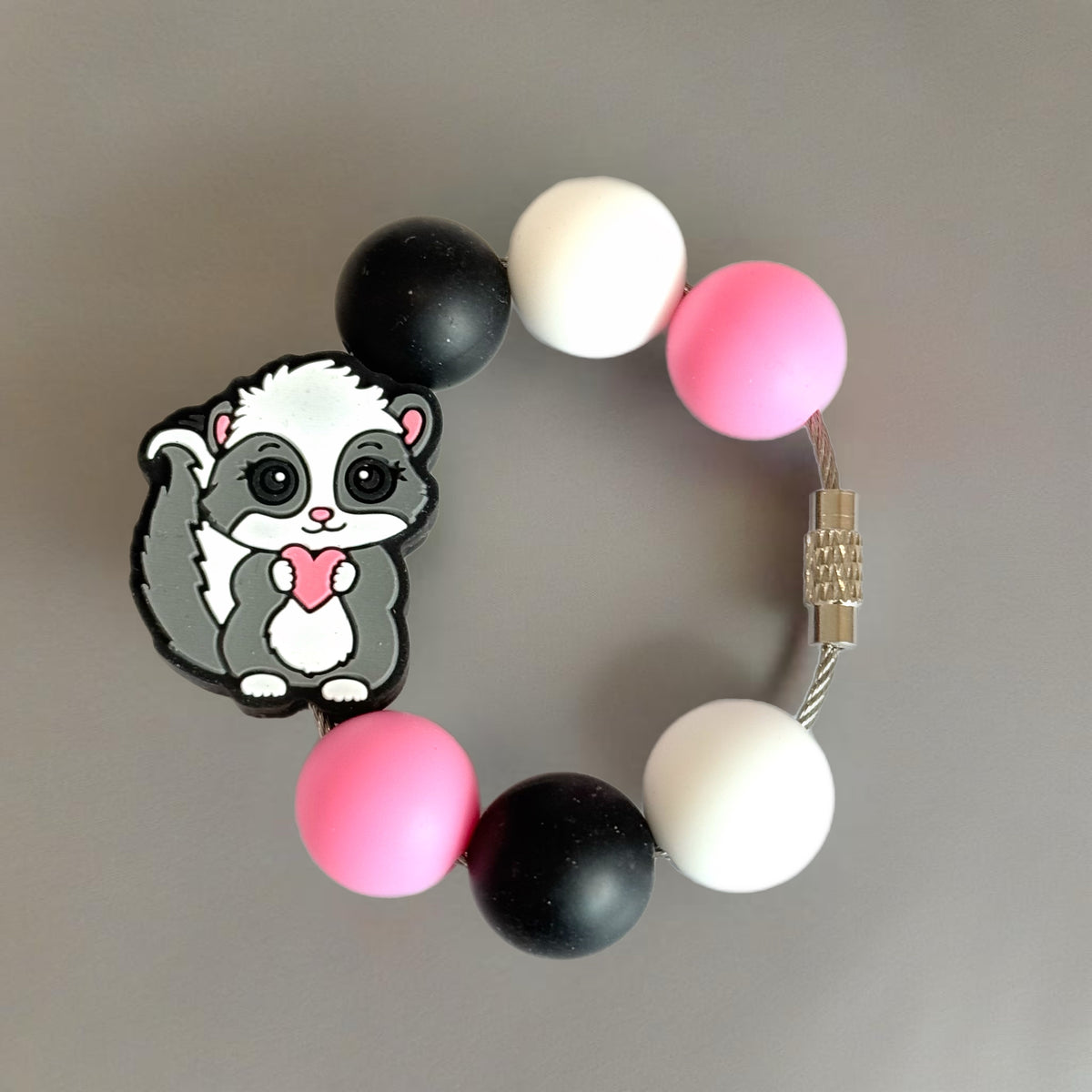 Lovey Skunk Bracelet Tumbler Handle Charm, view 2, fits Owala FreeSip