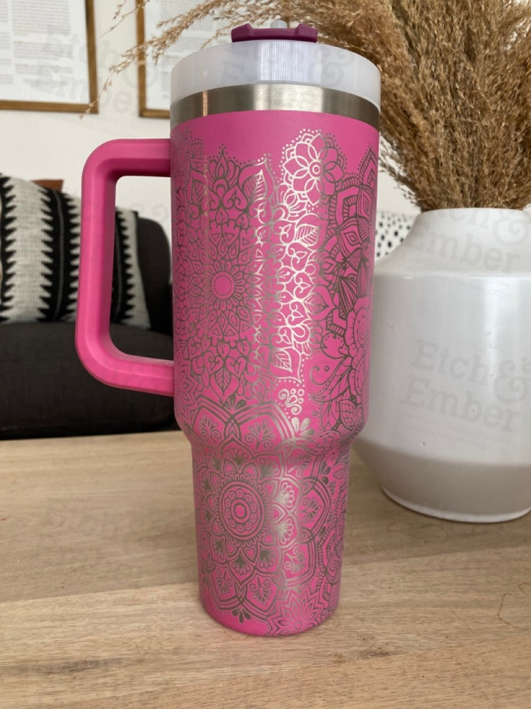 Mandala Custom Stanley Adventure Quencher 40 oz tumbler – Etch and