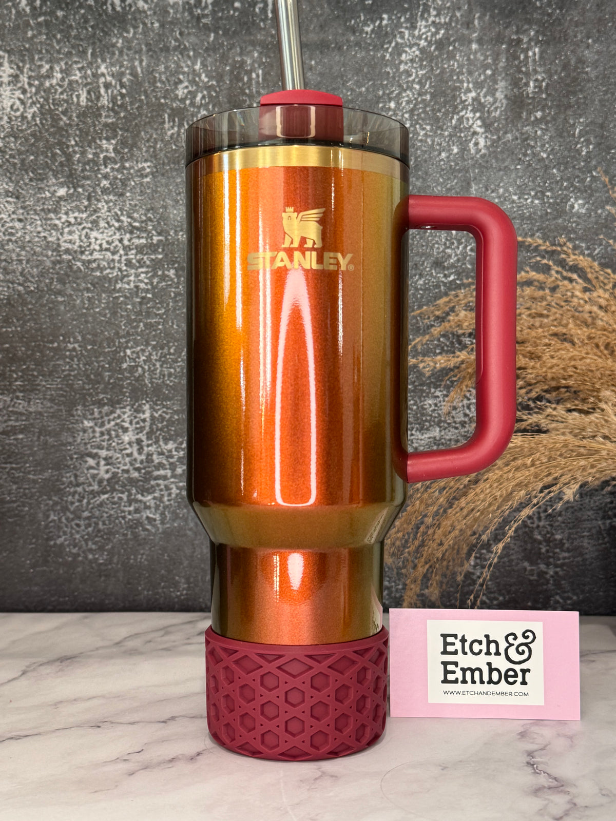 Maroon matte waffle silicone tumbler boot – view 2