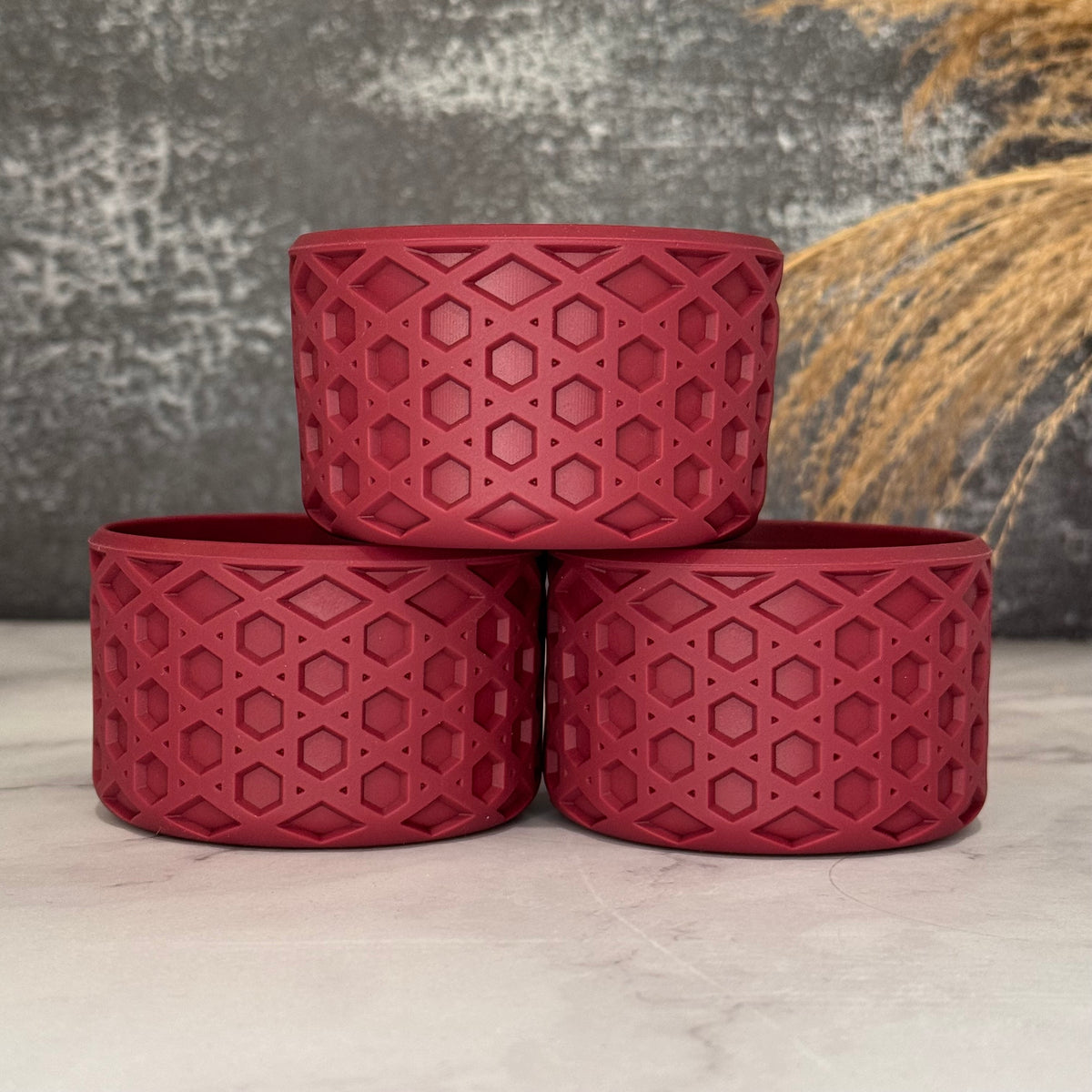Maroon matte waffle silicone tumbler boot – front view