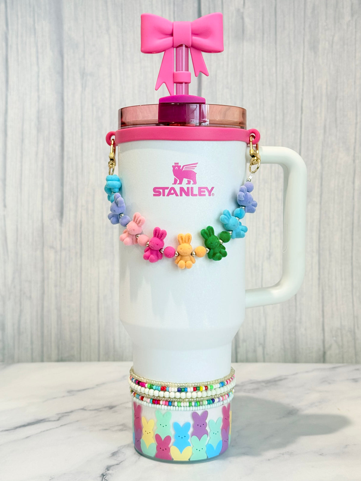 Marshmallow Bunnies Deluxe Tumbler Charm Necklace, view 3