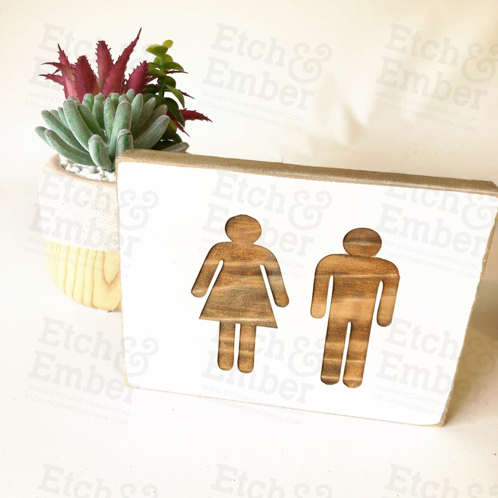 Men Women Bathroom Farmhouse Sign- Free Shipping Signs
