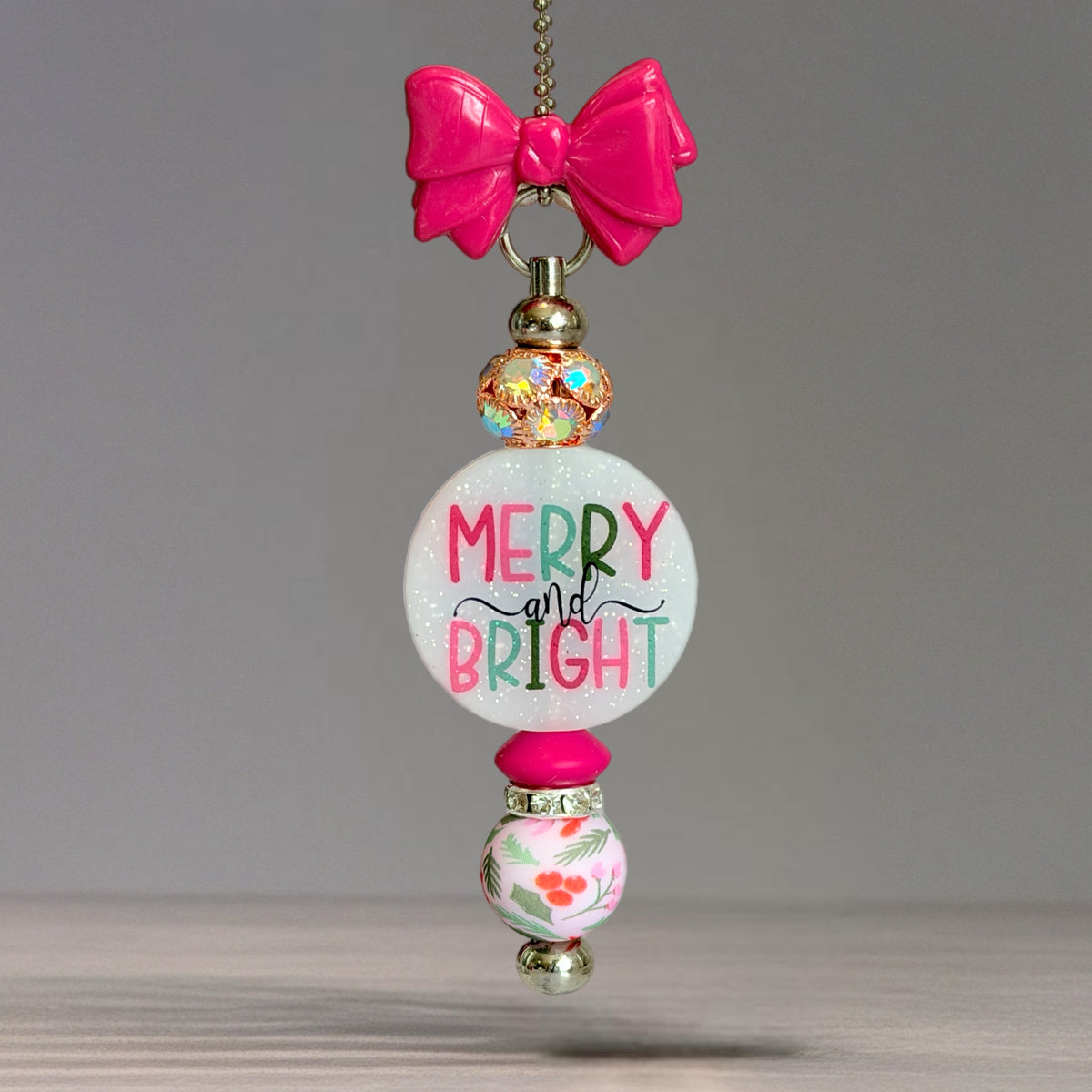 Merry & Bright Light Up Bar Tumbler Handle Charm, view 3, fits BrüMate