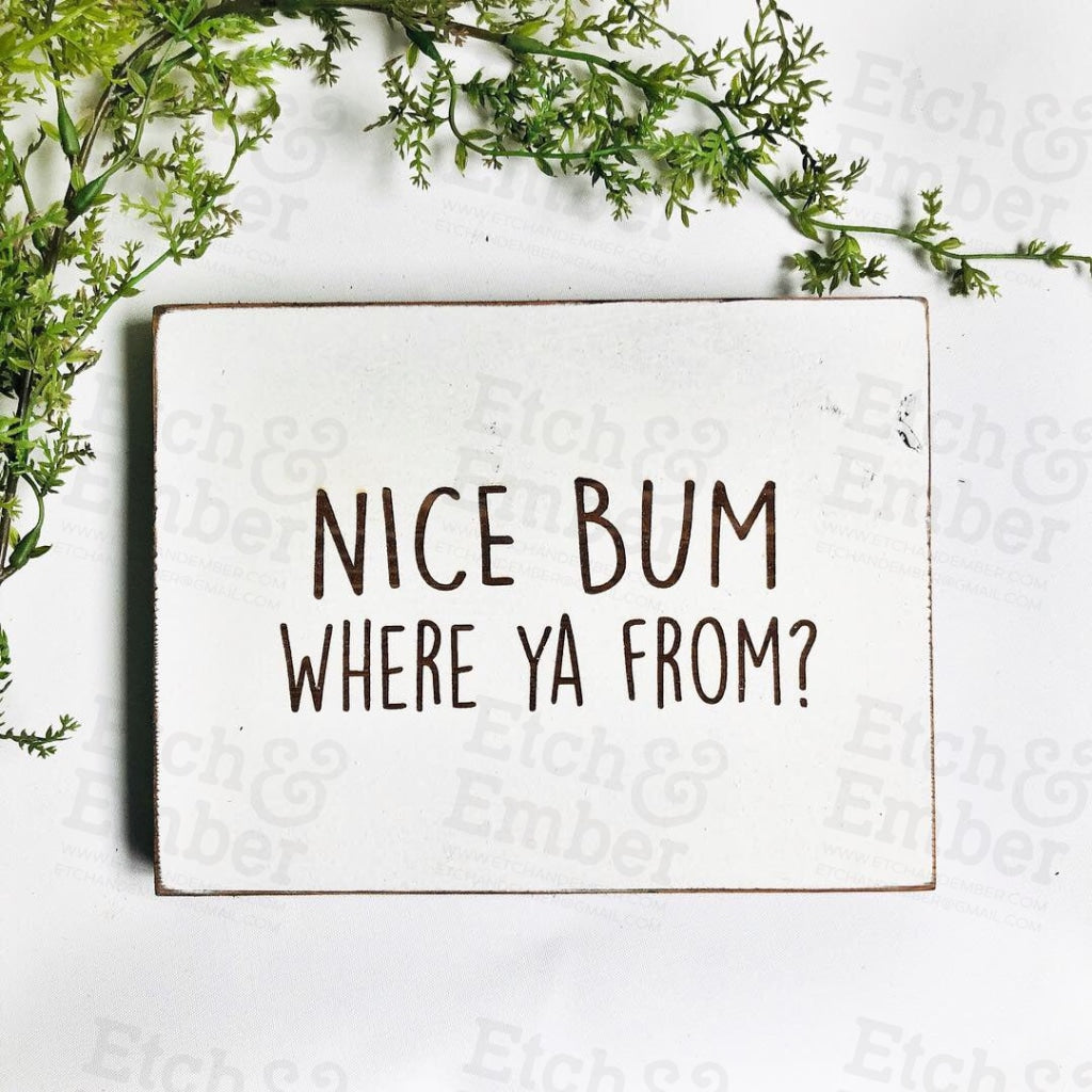 Nice Bum Where Ya From Bathroom Farmhouse Sign- Free Shipping Signs
