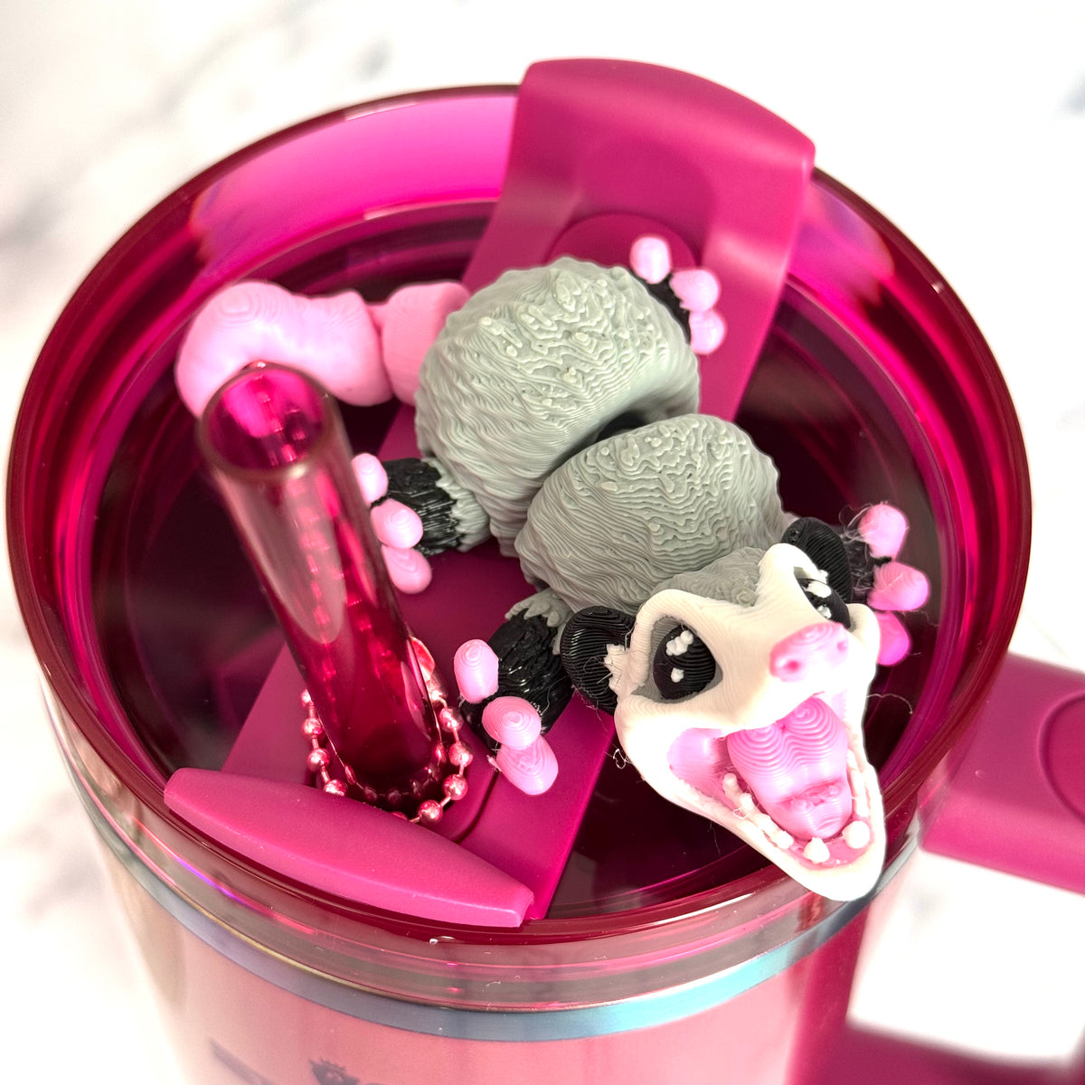 Opossum 3D Deluxe Tumbler Handle Charm, view 3, fits BrüMate