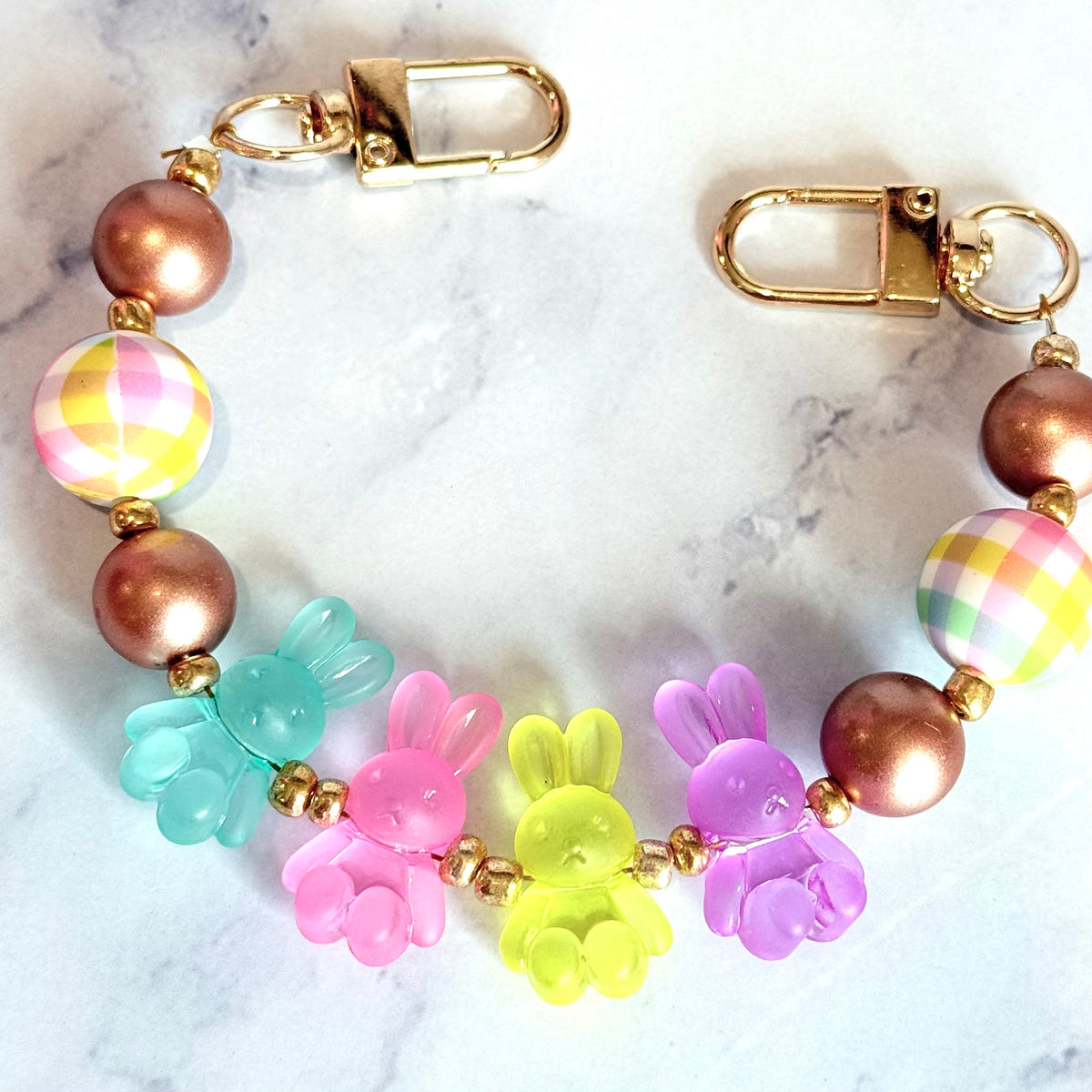 Pastel Marshmallow Bunnies Deluxe Tumbler Charm Necklace