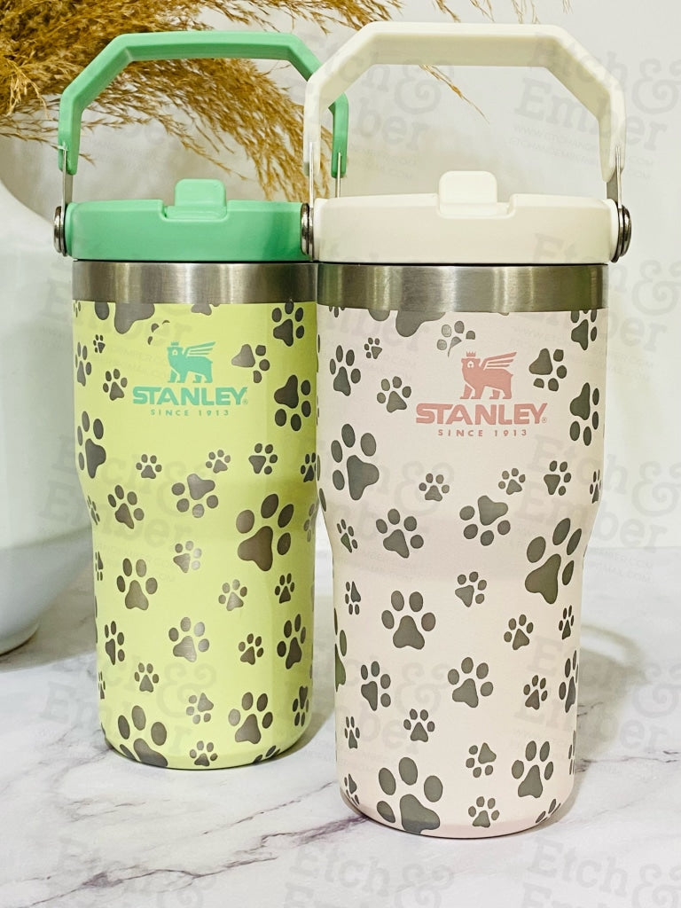 lavender ice flow stanley Paw Print Engraved Stanley 20 oz IceFlow Flip Straw Tumbler