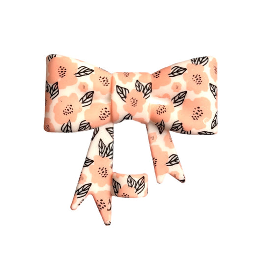 Peach Floral 3D Bow Straw Topper Hydroprinted