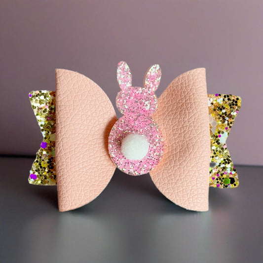 Peachy Pink Marshmallow Bunny Tumbler Bow for Stanley