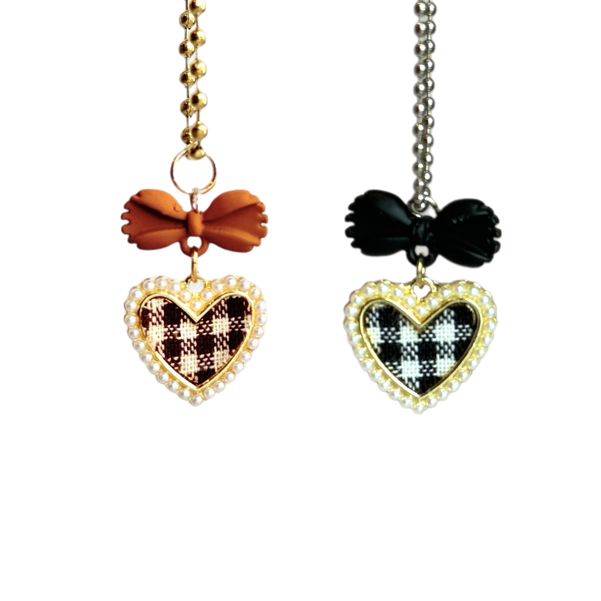 Pearl Heart Plaid Tumbler Handle Charms, view 2, fits Owala FreeSip