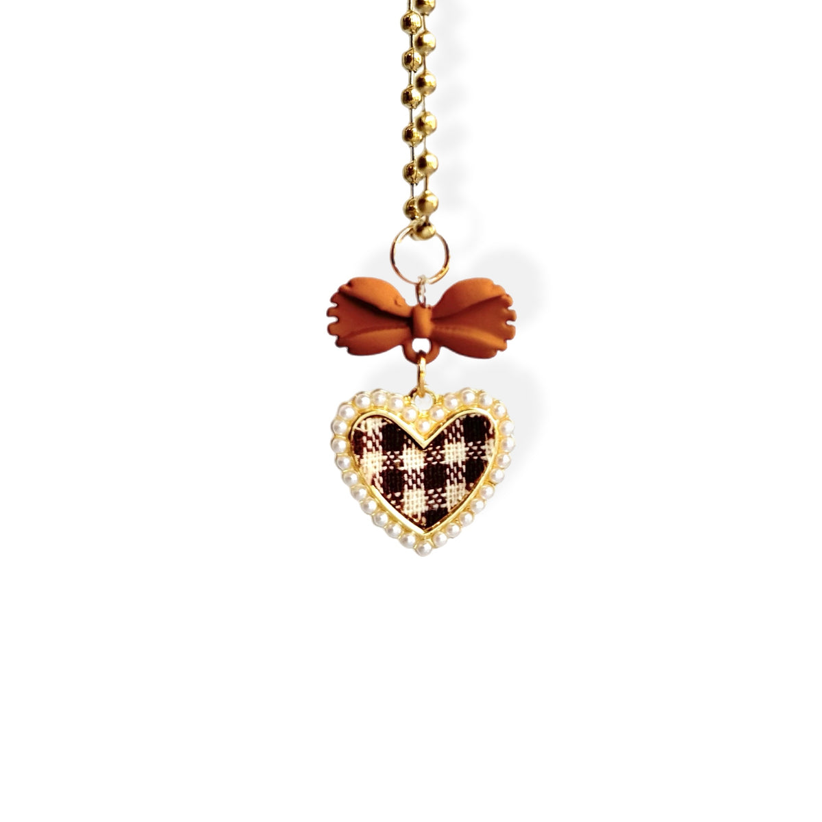 Pearl Heart Plaid Tumbler Handle Charms, view 3, fits BrüMate