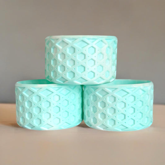 Pearl Mint waffle silicone tumbler boot – front view