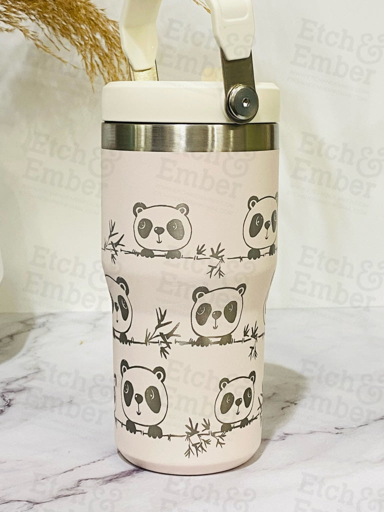 Peekaboo Panda Engraved Stanley 20 Oz Iceflow Flip Straw Tumbler Tumblers