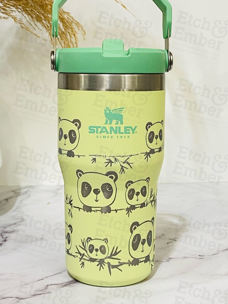 Peekaboo Panda Engraved Stanley 20 Oz Iceflow Flip Straw Tumbler Tumblers