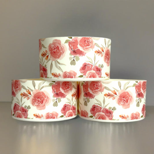 Peony Floral Cream smooth silicone tumbler boot – front view