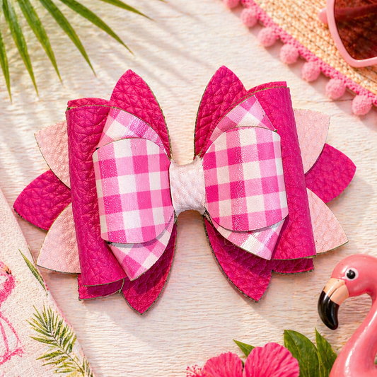 Pink Gingham Tumbler Bow for Stanley