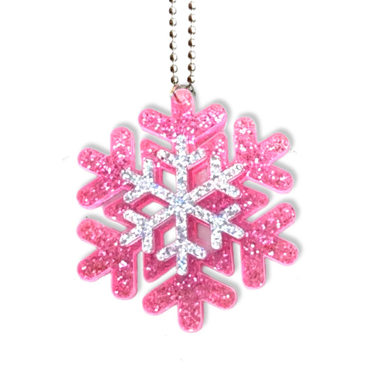Pink Glitter Snowflake Tumbler Handle Charm for Stanley