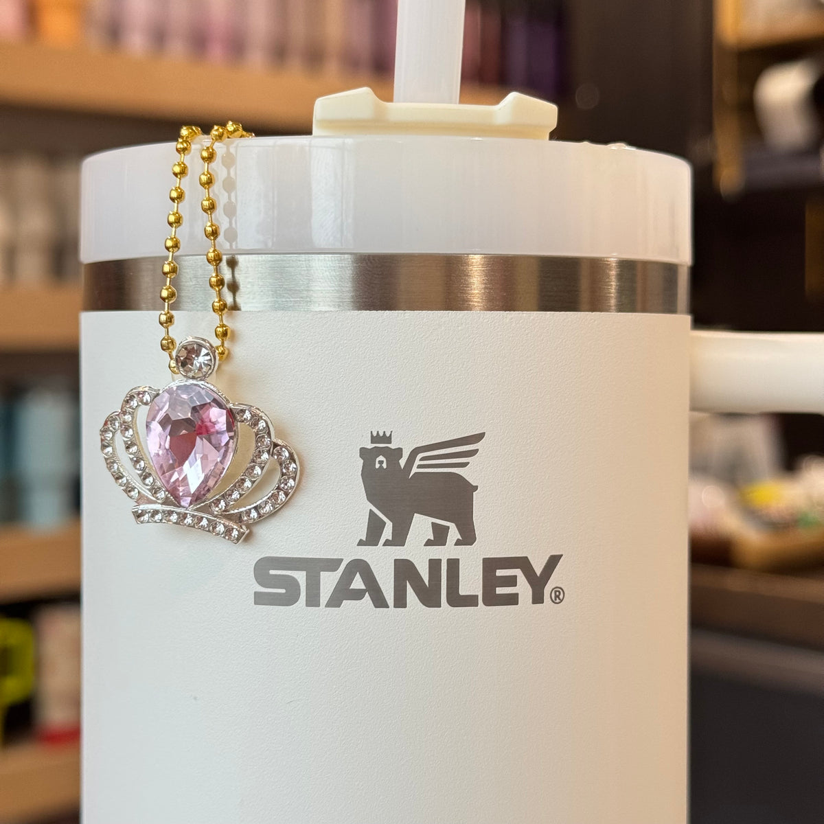 Pink Good Witch Crown Tumbler Handle Charm, view 2, fits Owala FreeSip