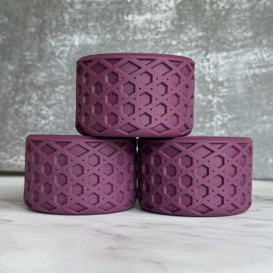 Plum matte waffle silicone tumbler boot – front view