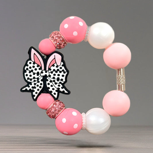 Polka Dot Bunny Bow Bracelet Tumbler Handle Charm for HydroJug