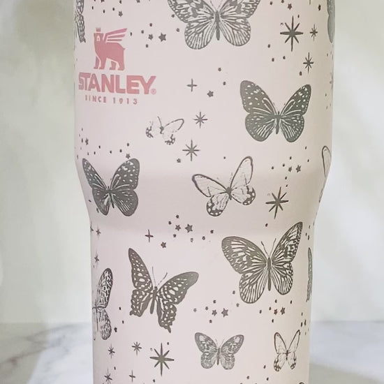 Butterflies Engraved Stanley 20 Oz Iceflow Flip Straw Tumbler 