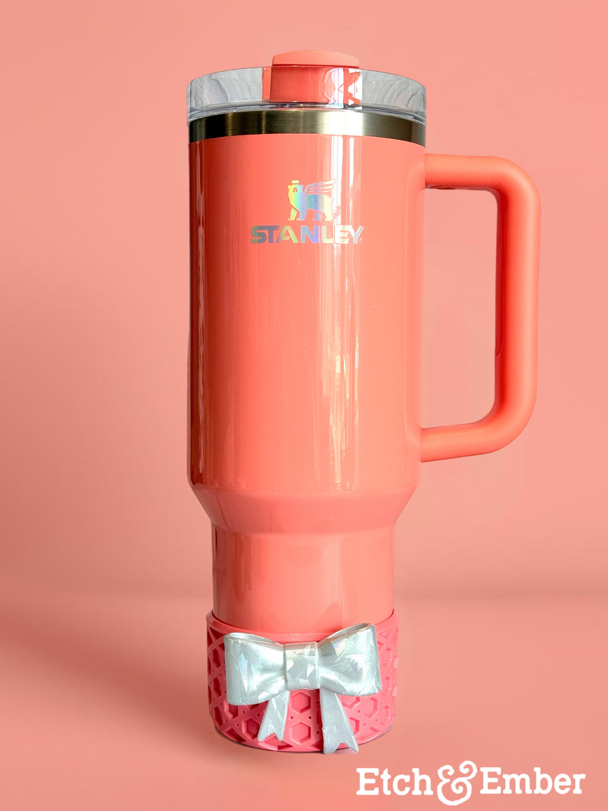 Pucker Peach Coquette waffle silicone tumbler boot – view 3