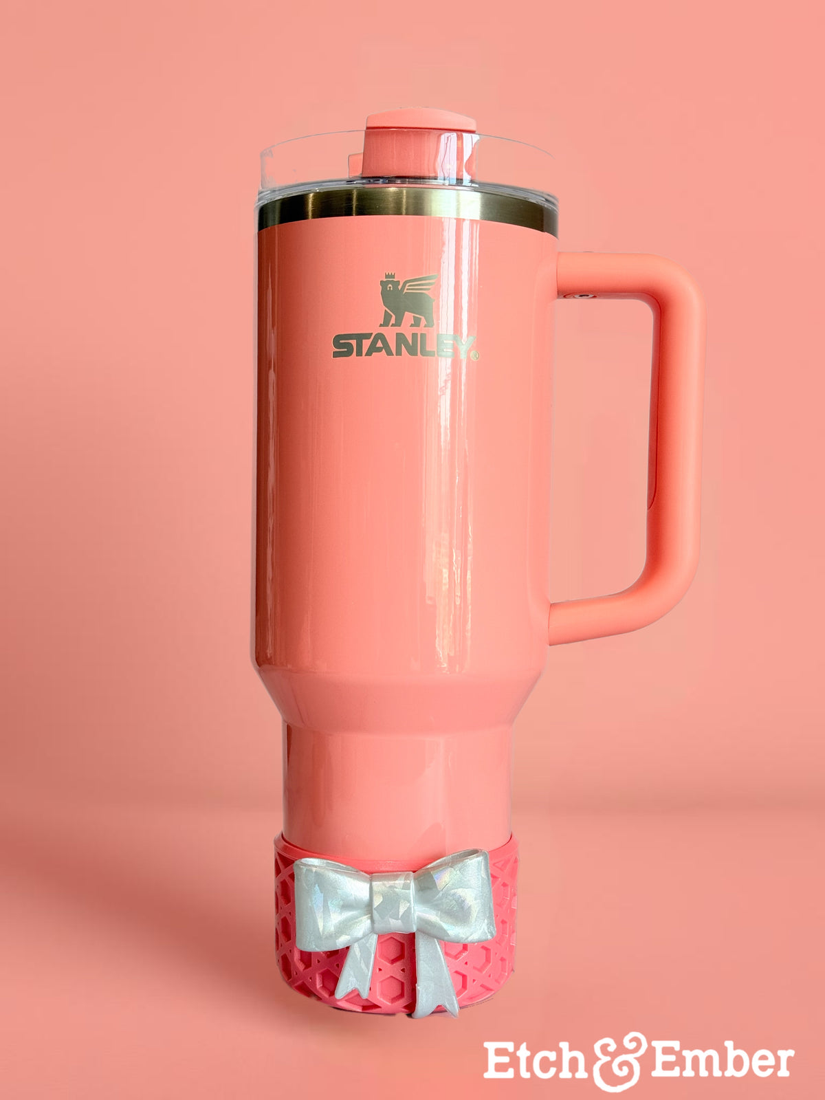Pucker Peach Coquette waffle silicone tumbler boot – view 4