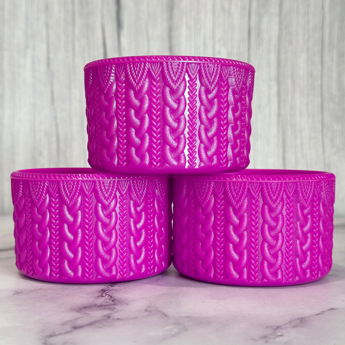 Punch Shimmer macrame silicone tumbler boot – front view