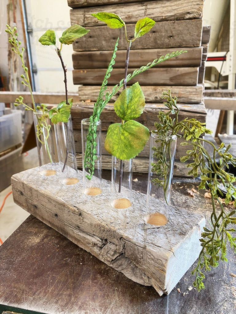 Reclaimed Wood and Glass Plant Propagation Vases, image size:768x1024