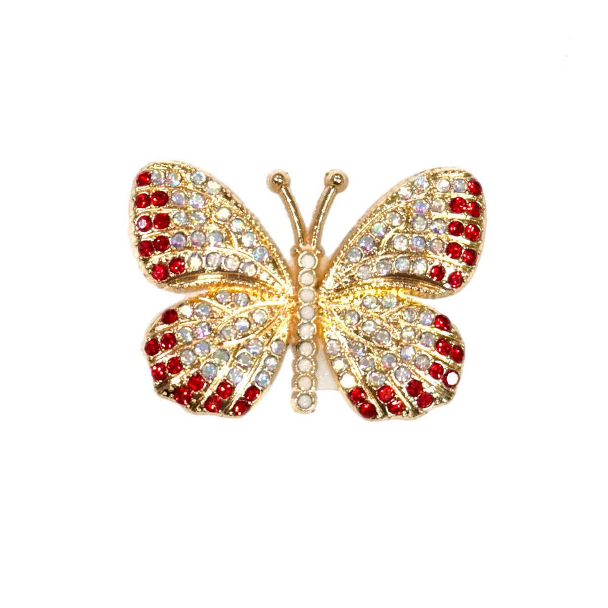 Red Bling Butterfly Deluxe Metal Straw Topper for Stanley
