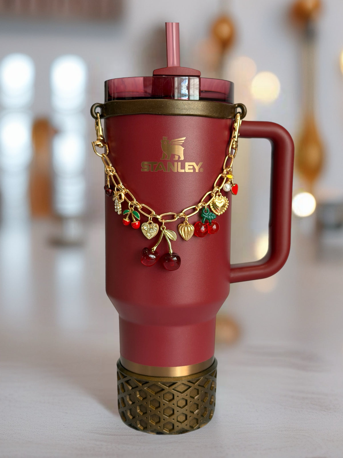 Red Velvet Cherry Deluxe Tumbler Charm Necklace, view 3
