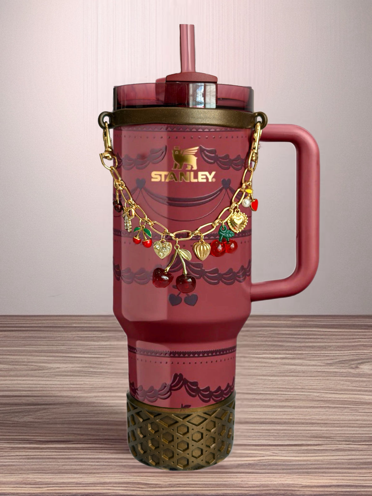 Red Velvet Cherry Deluxe Tumbler Charm Necklace