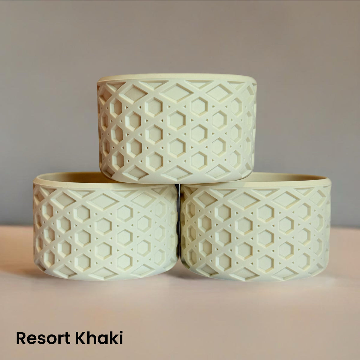 Resort Khaki matte waffle silicone tumbler boot – front view