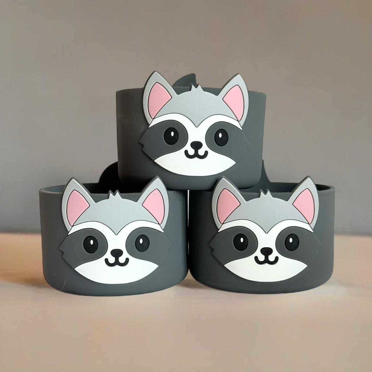 'Ricky' the Raccoon smooth silicone tumbler boot – front view