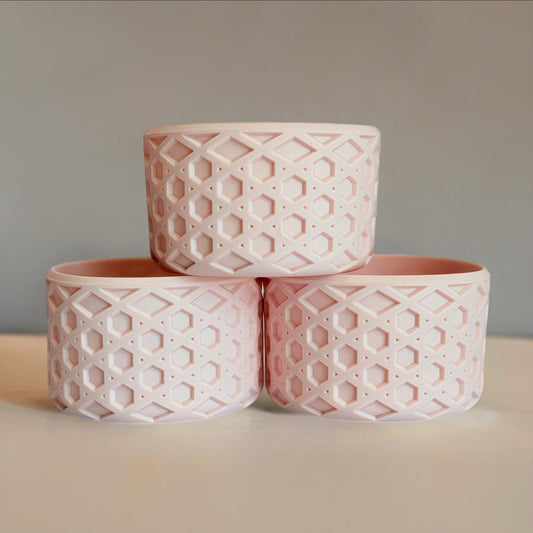 Rose Quartz Body matte waffle silicone tumbler boot – front view