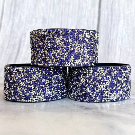 Royal Blue Druzy bling silicone tumbler boot – front view