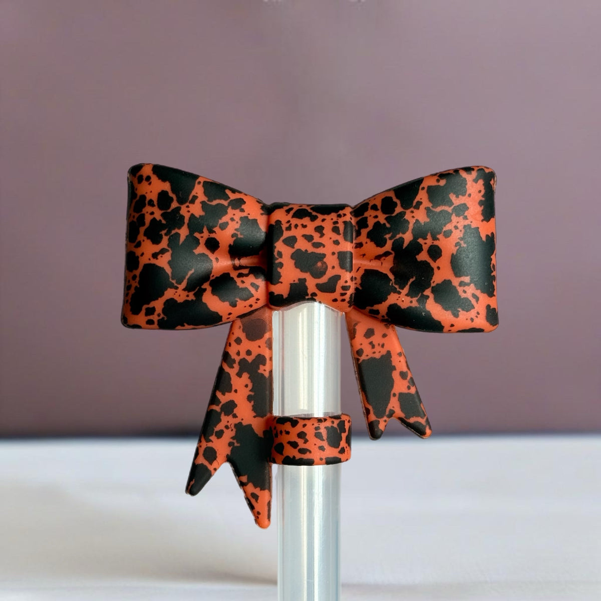Rust Cowhide 3D Bow Straw Topper for HydroJug