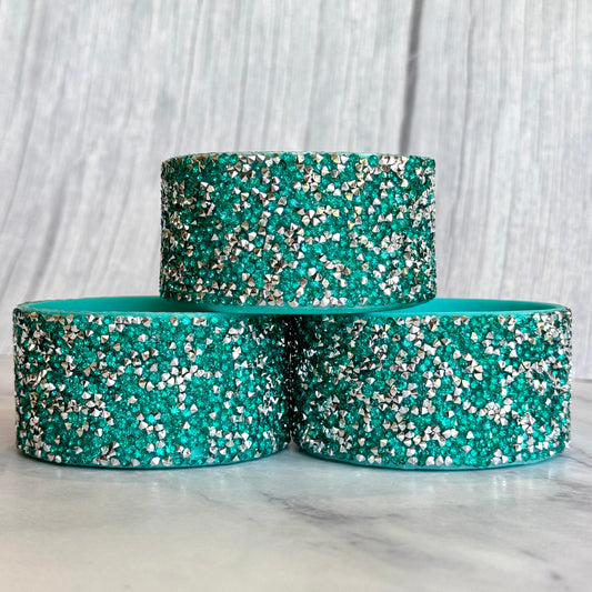 Seafoam Druzy bling silicone tumbler boot – front view