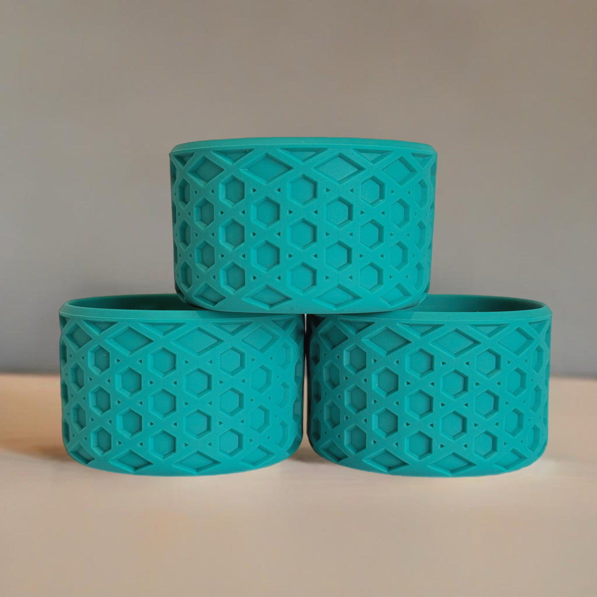 Seafoam Logo matte waffle silicone tumbler boot – front view