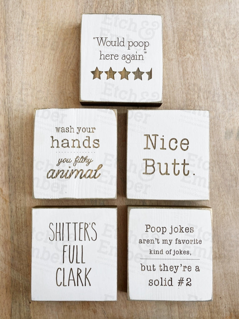 Set Of 5 Bathroom Signs - 4 Size- Free Shipping