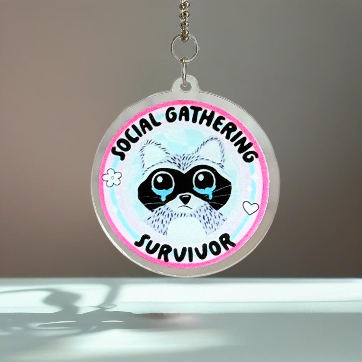 Social Gathering Survivor Raccoon Tumbler Handle Charm for HydroJug