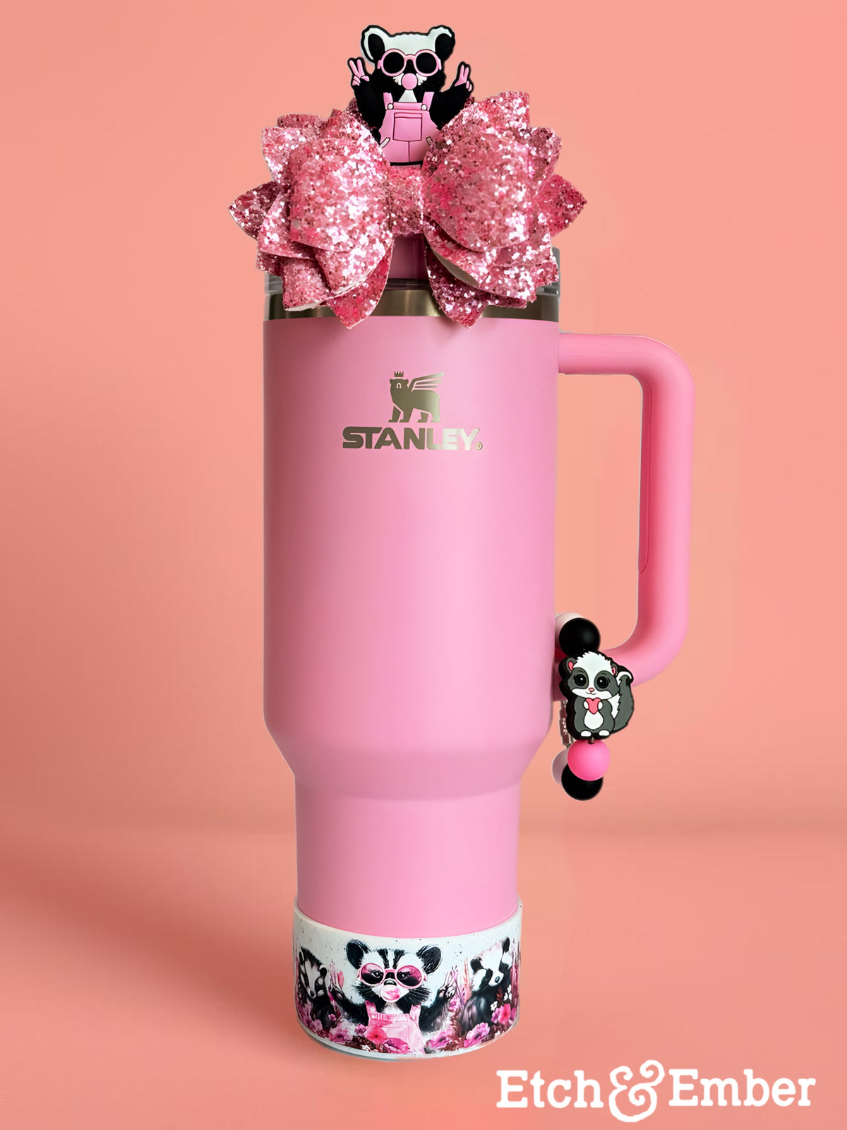 Spunky Skunky Straw Topper, view 2, fits Owala FreeSip
