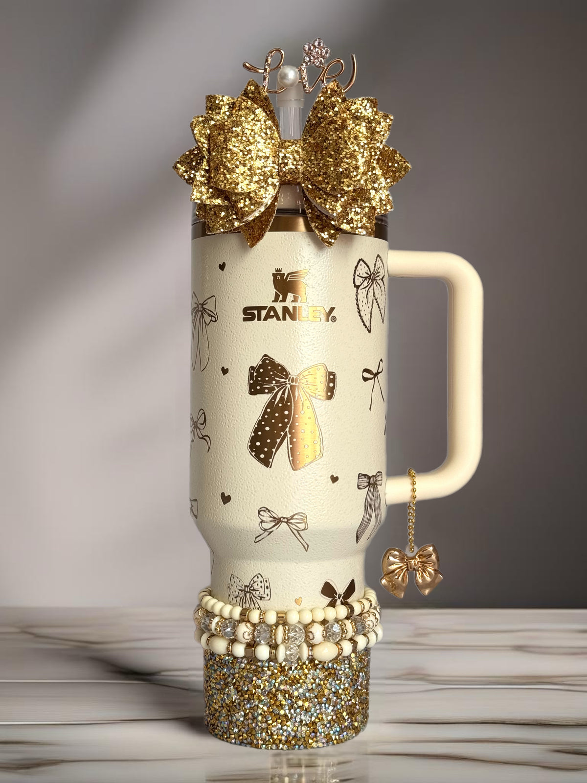 Stanley 40oz Cream Moon Coquette Engraved Tumbler