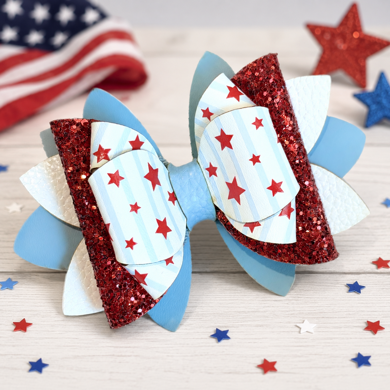 Blue Starry Stripes VersaBow™ Universal Tumbler Bow