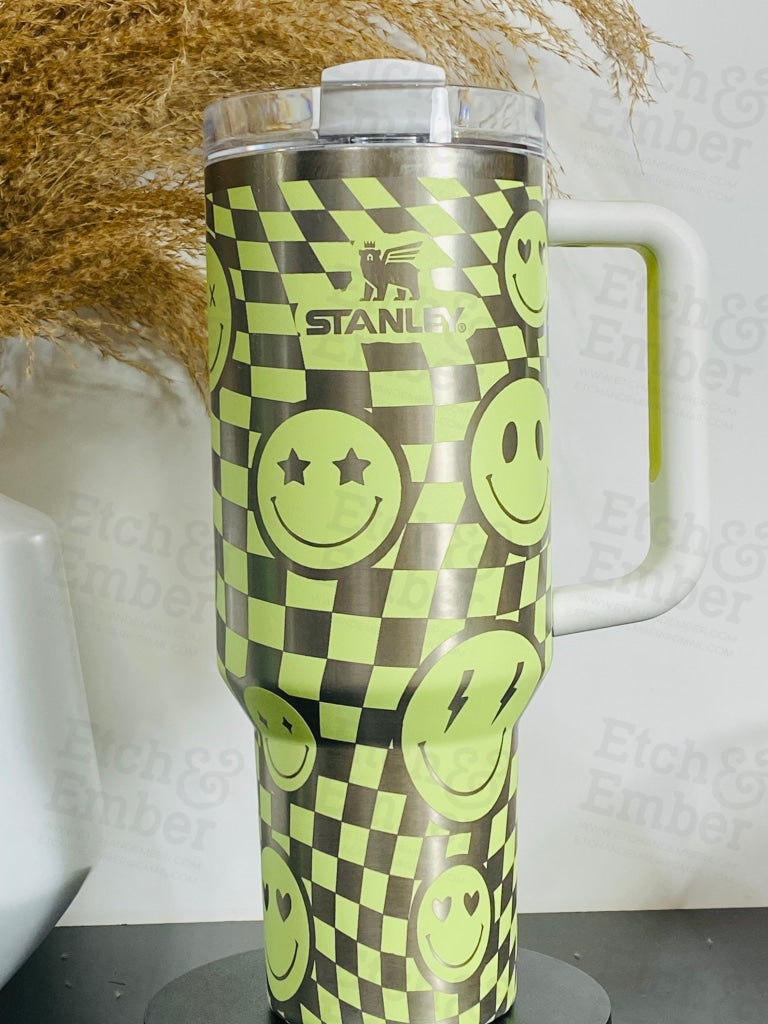 Stanley Engraving Using Your Cup Checkered Smileys