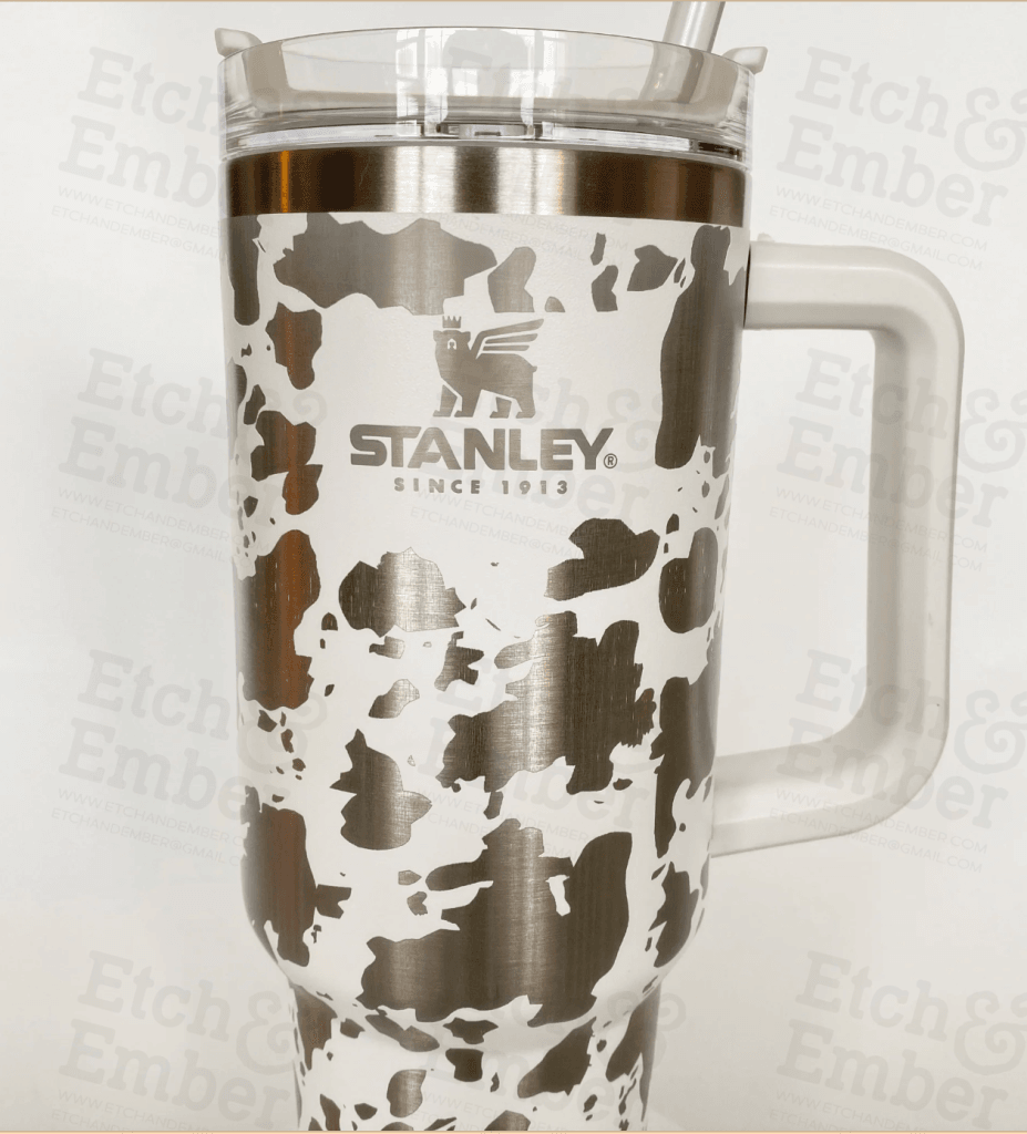 Stanley Engraving Using Your Cup Cow Print