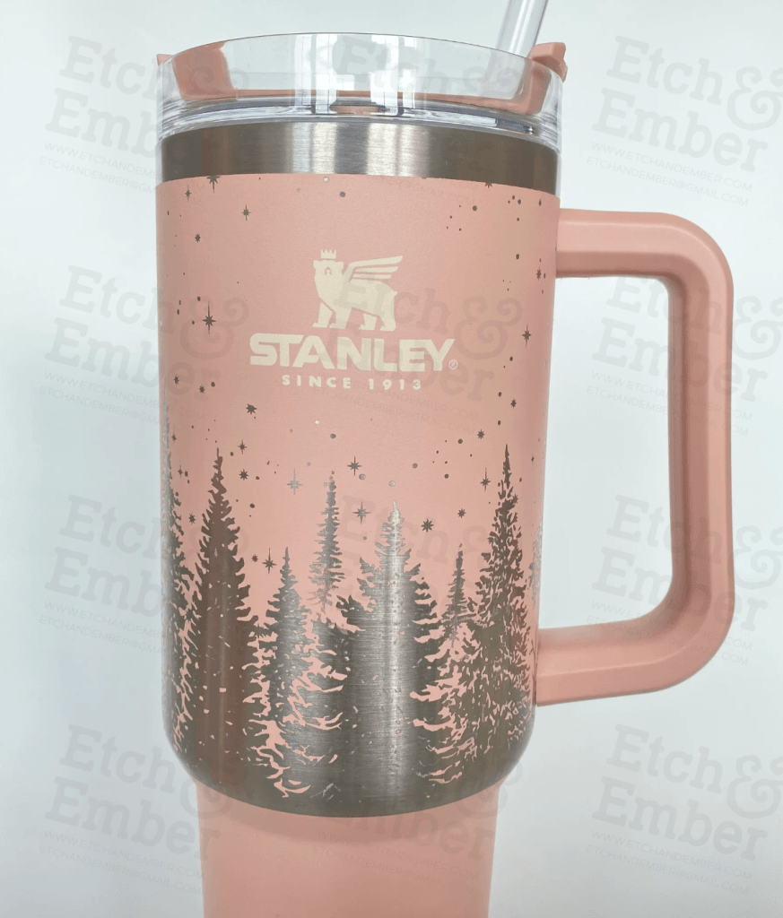 Stanley Engraving Using Your Cup Night Sky With Mountains Trees And Stars