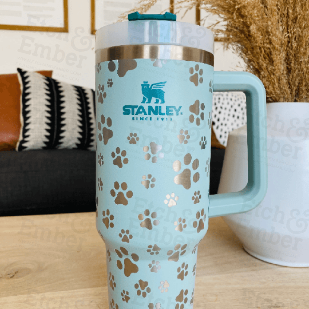 Stanley Engraving Using Your Cup Paw Print