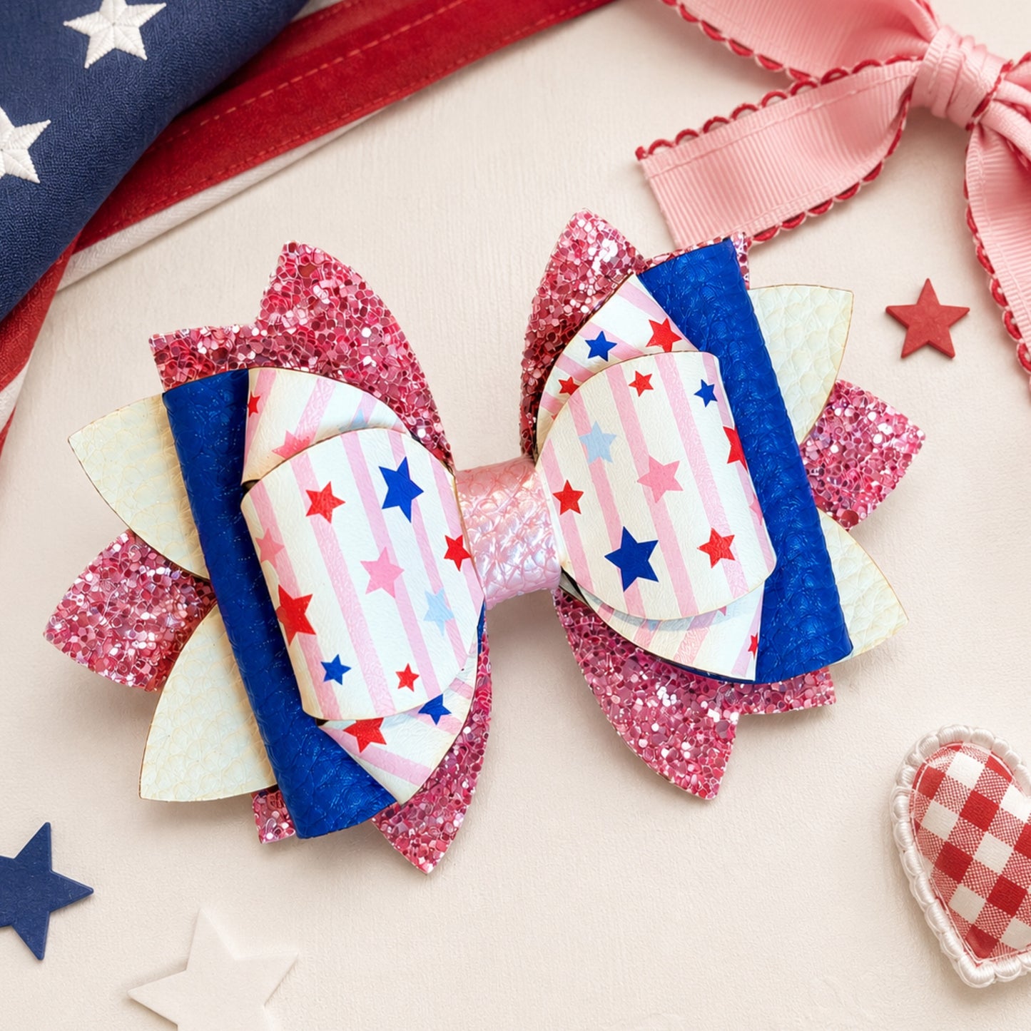 Pink Starry Stripes VersaBow™ Universal Tumbler Bow